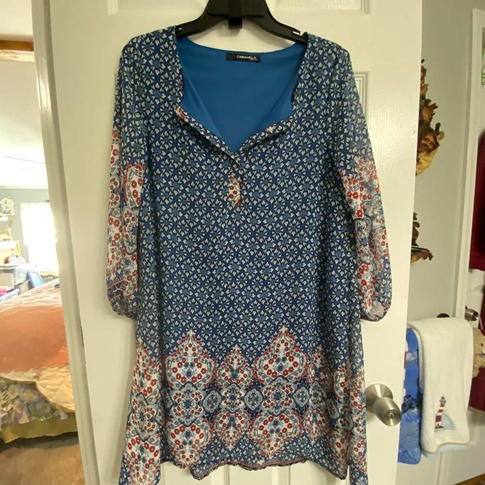 Lk New Carmela Sleeved BOHO Tunic top-Lg